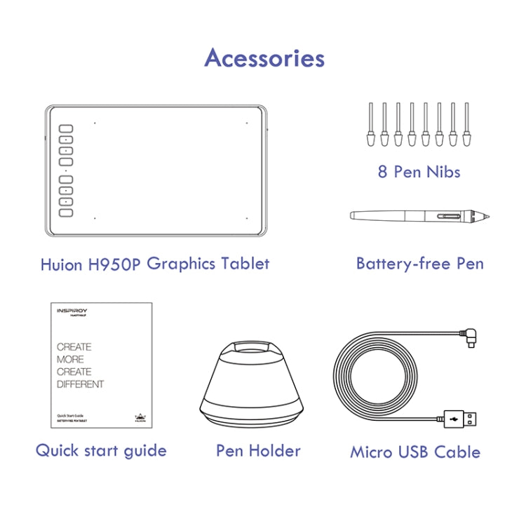 HUION Inspiroy Series H950P 5080LPI Professional Art USB Graphics Drawing Tablet for Windows / Mac OS, with Battery-free Pen -  by HUION | Online Shopping South Africa | PMC Jewellery | Buy Now Pay Later Mobicred