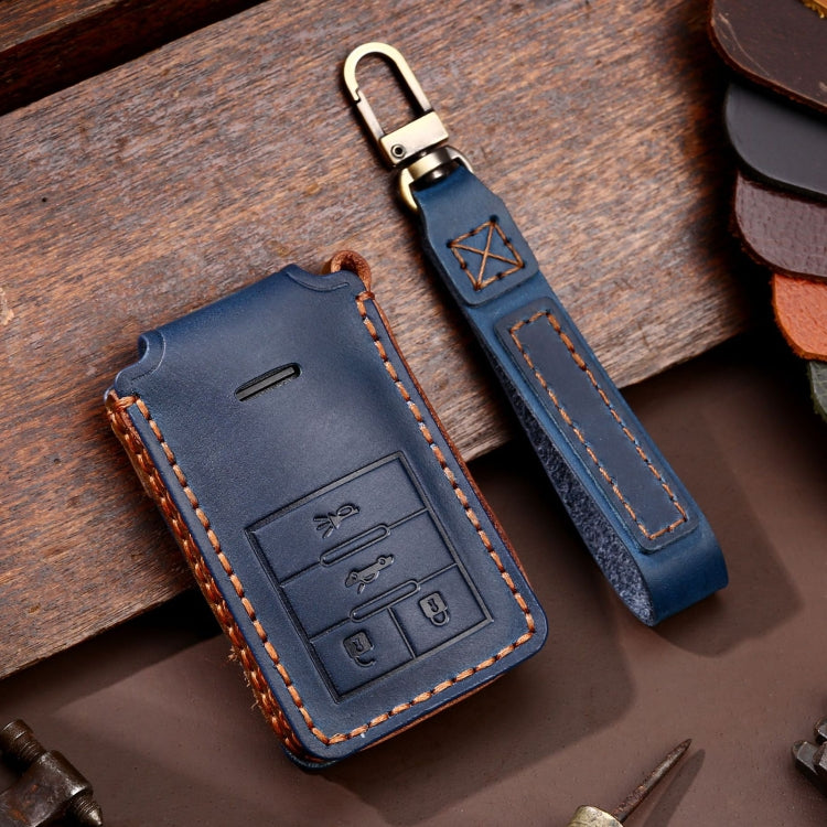 For Cadillac 4-button C090 Car Key Leather Protective Case (Blue) - Car Key Cases by PMC TechLife | Online Shopping South Africa | PMC TechLife | Buy Now Pay Later Mobicred