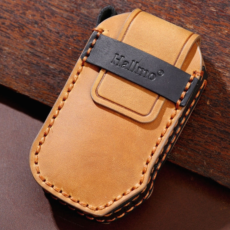 For KIA Carnival EX / SX Hallmo Car Cowhide Leather Key Protective Cover Key Case(Brown) - Car Key Cases by Hallmo | Online Shopping South Africa | PMC TechLife | Buy Now Pay Later Mobicred