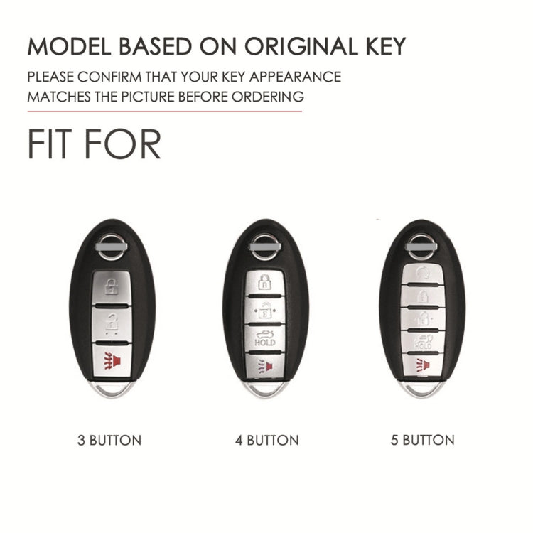 For Nissan 4-button Horn Hallmo Car Cowhide Leather Key Protective Cover Key Case(Blue) - free shipping - PMC TechLife - Order now!
