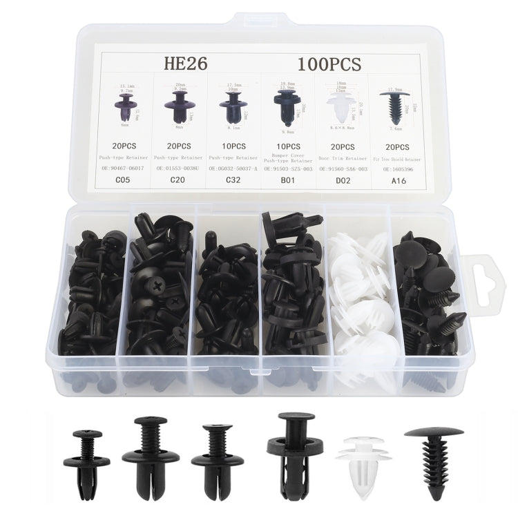 100 in 1 Universal Car Plastic Fasteners Rivet Clips Set - Nuts & Bolts by PMC TechLife | Online Shopping South Africa | PMC TechLife | Buy Now Pay Later Mobicred