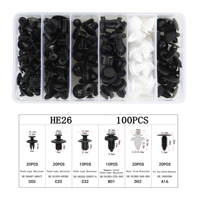 100 in 1 Universal Car Plastic Fasteners Rivet Clips Set - Nuts & Bolts by PMC TechLife | Online Shopping South Africa | PMC TechLife | Buy Now Pay Later Mobicred