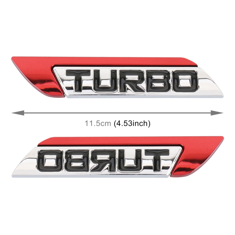 1 Pair Car Turbo Personalized Aluminum Alloy Decorative Stickers, Size: 11.5 x 2.5 x 0.5cm (Red) - 3D Metal Sticker by PMC Jewellery | Online Shopping South Africa | PMC Jewellery | Buy Now Pay Later Mobicred