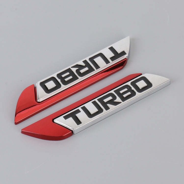 1 Pair Car Turbo Personalized Aluminum Alloy Decorative Stickers, Size: 11.5 x 2.5 x 0.5cm (Red) - 3D Metal Sticker by PMC Jewellery | Online Shopping South Africa | PMC Jewellery | Buy Now Pay Later Mobicred