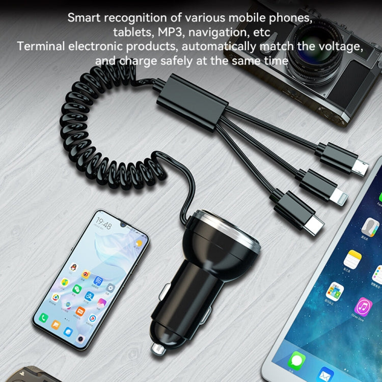 BW15 110W 3 in 1 Charging Cable & Dual USB Port Car Charger (Red) - free shipping - PMC TechLife - Order now!