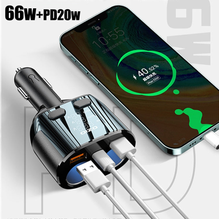 Ozio CL48TC 66W PD 20W + USB Dual Port Multi-function Car Charger with Dual Cigarette Lighters - Car Charger by ozio | Online Shopping South Africa | PMC Jewellery | Buy Now Pay Later Mobicred