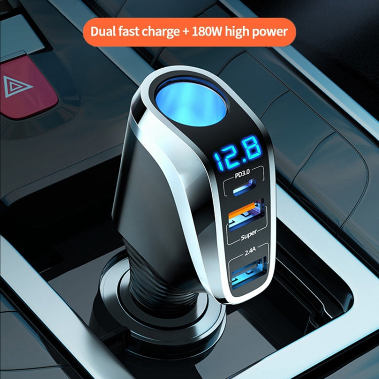 Ozio DY48TC 188W Type-C + USB Dual Port Multi-function Car Charger with Cigarette Lighter (Silver) - Car Charger by ozio | Online Shopping South Africa | PMC Jewellery | Buy Now Pay Later Mobicred