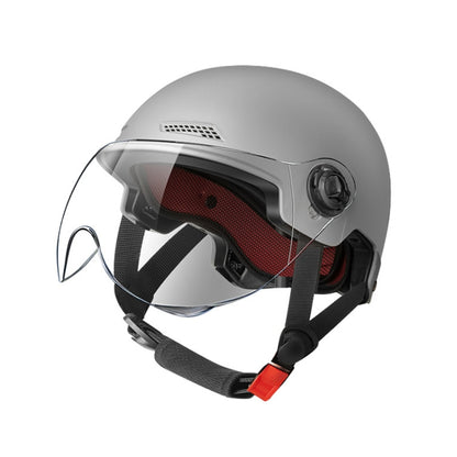 BY-1292 Unisex Motorcycle Frosted Protective Short Mirror Half Helmet (Grey) - Helmets by PMC Jewellery | Online Shopping South Africa | PMC Jewellery | Buy Now Pay Later Mobicred