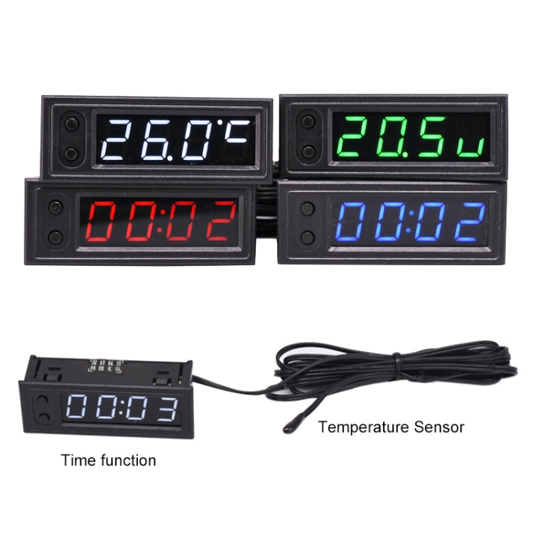 3 in 1 DC5-50V Car High-precision Electronic LED Luminous Clock + Thermometer + Voltmeter (Blue) - Clocks & Car Meters by PMC Jewellery | Online Shopping South Africa | PMC Jewellery | Buy Now Pay Later Mobicred