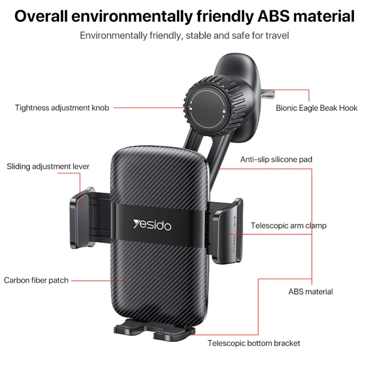 Yesido C242 Adjustable Car Air Vent Mechanical Phone Clip Holder - Car Holders by Yesido | Online Shopping South Africa | PMC Jewellery | Buy Now Pay Later Mobicred