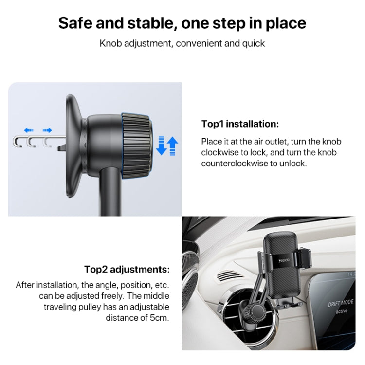 Yesido C242 Adjustable Car Air Vent Mechanical Phone Clip Holder - Car Holders by Yesido | Online Shopping South Africa | PMC Jewellery | Buy Now Pay Later Mobicred