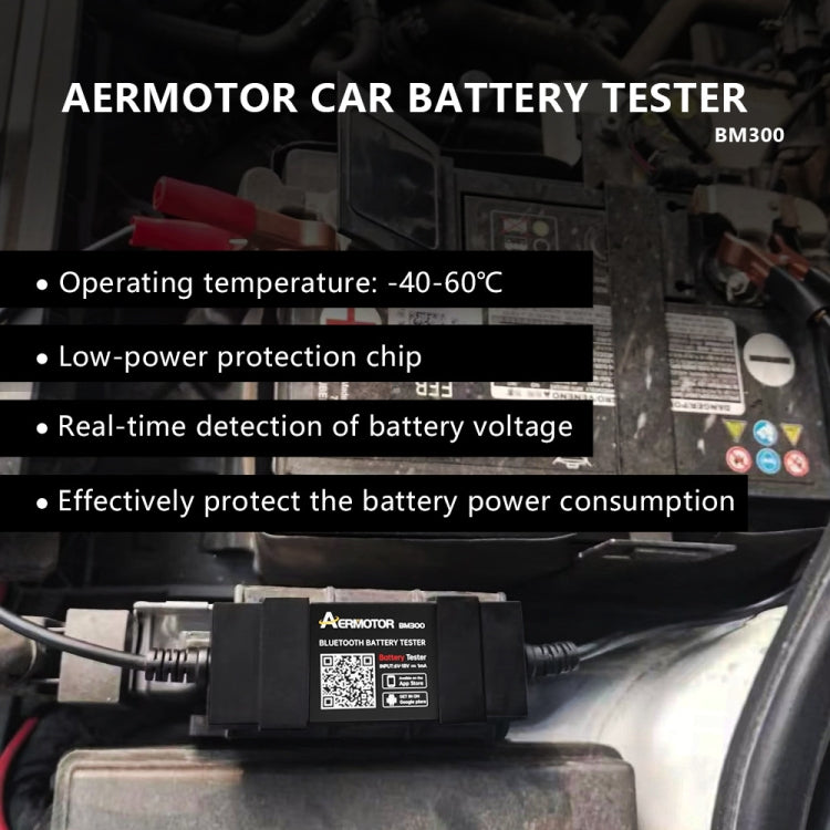 AERMOTOR BM300 Bluetooth 12V Car Battery Tester Battery Analyzer - Electronic Test by PMC TechLife | Online Shopping South Africa | PMC TechLife | Buy Now Pay Later Mobicred