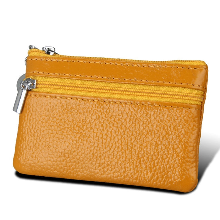 Cowhide Leather Zipper Solid Color Horizontal Card Holder Wallet RFID Blocking Coin Purse Card Bag Protect Case, Size: 11.4*7.4cm(Yellow) - Antimagnetic RFID Package by PMC Jewellery | Online Shopping South Africa | PMC Jewellery | Buy Now Pay Later Mobicred