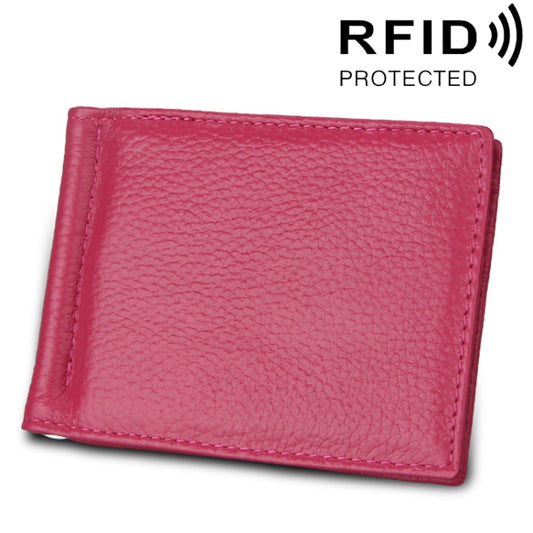 Cowhide Leather Litchi Texture Card Holder Wallet RFID Blocking Coin Purse Card Bag Protect Case with 6 Card Slots, Size: 110*82*8mm(Magenta) - Antimagnetic RFID Package by PMC Jewellery | Online Shopping South Africa | PMC Jewellery | Buy Now Pay Later Mobicred