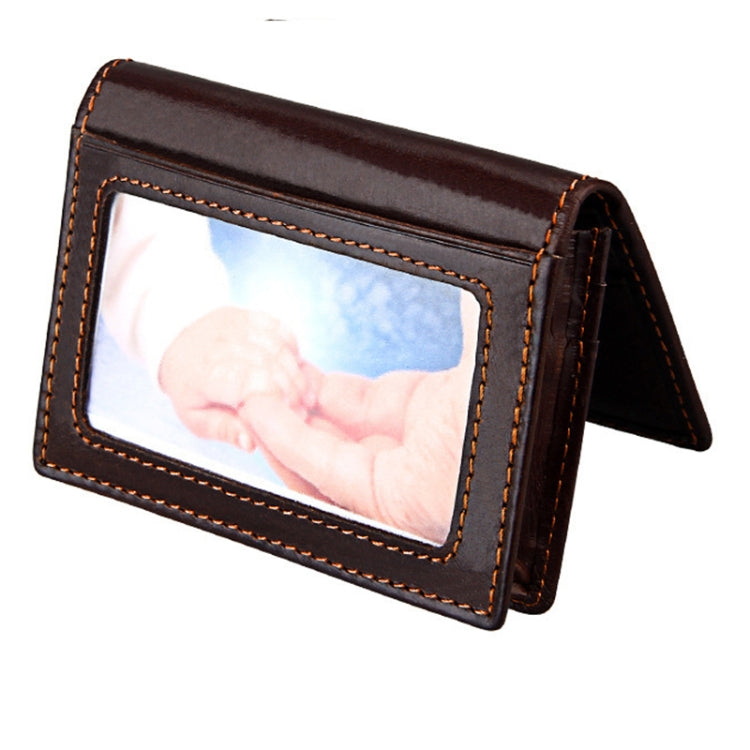 KB86 Genuine Cowhide Leather Solid Color Card Holder Wallet RFID Blocking Coin Purse Card Bag Protect Case with 5 Card Slots & Photo Frame & Business Card Position, Size: 10.6*7.6*1.8 cm(Coffee) - Antimagnetic RFID Package by PMC Jewellery | Online Shopping South Africa | PMC Jewellery | Buy Now Pay Later Mobicred