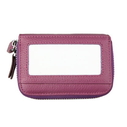 Genuine Cowhide Leather Dual Layer Solid Color Zipper Card Holder Wallet RFID Blocking Coin Purse Card Bag Protective Case with 11 Card Slots & Coin Position, Size: 11*7.5*4.5cm(Purple) - Antimagnetic RFID Package by PMC Jewellery | Online Shopping South Africa | PMC Jewellery | Buy Now Pay Later Mobicred