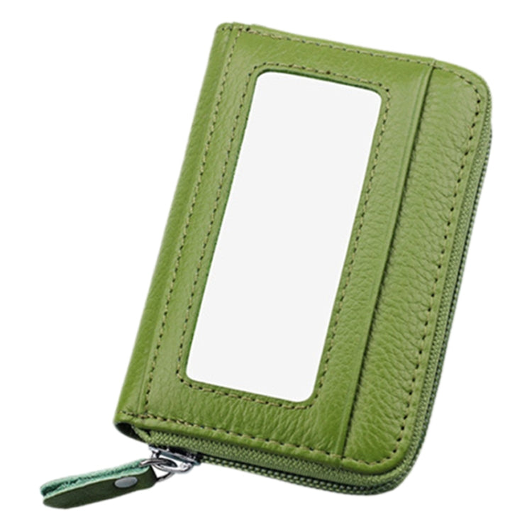 Genuine Cowhide Leather Solid Color Zipper Horizontal Card Holder Wallet RFID Blocking Card Bag Protect Case with 12 Card Slots, Size: 11.5*7.5cm(Green) - Antimagnetic RFID Package by PMC Jewellery | Online Shopping South Africa | PMC Jewellery | Buy Now Pay Later Mobicred