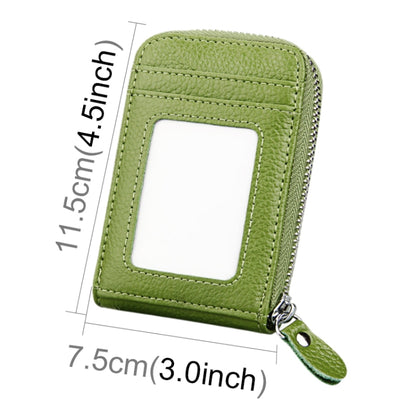 Genuine Cowhide Leather Solid Color Zipper Vertical Card Holder Wallet RFID Blocking Card Bag Protect Case with 12 Card Slots, Size: 11.5*7.5cm(Green) - Antimagnetic RFID Package by PMC Jewellery | Online Shopping South Africa | PMC Jewellery | Buy Now Pay Later Mobicred