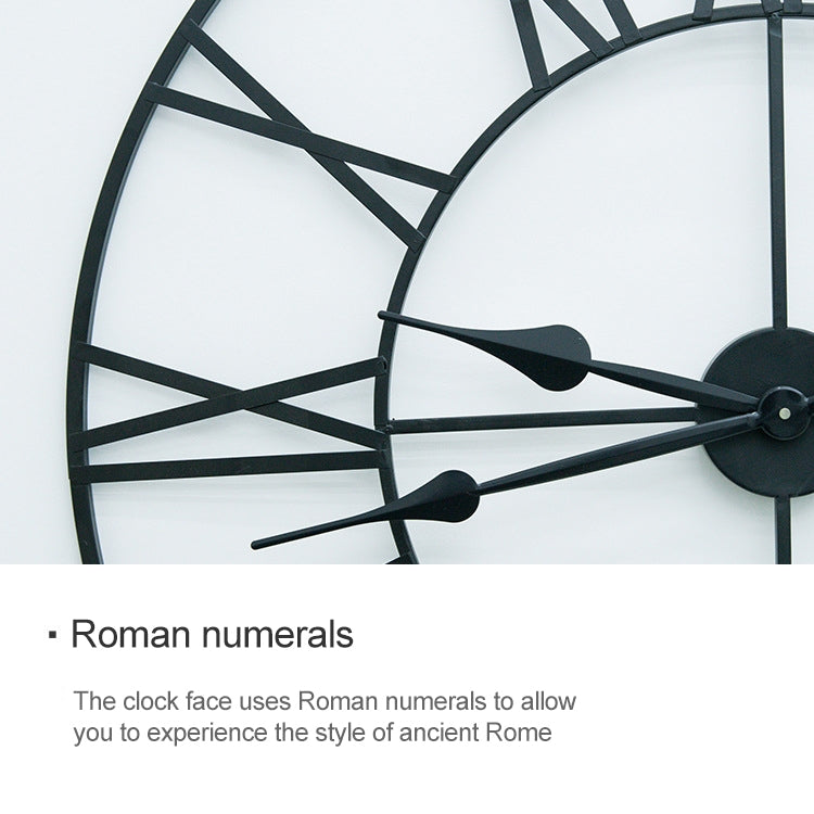 40cm Retro Living Room Iron Round Roman Numeral Mute Decorative Wall Clock (Black) - Wall Clock by PMc TechLife | Online Shopping South Africa | PMc TechLife | Buy Now Pay Later Mobicred