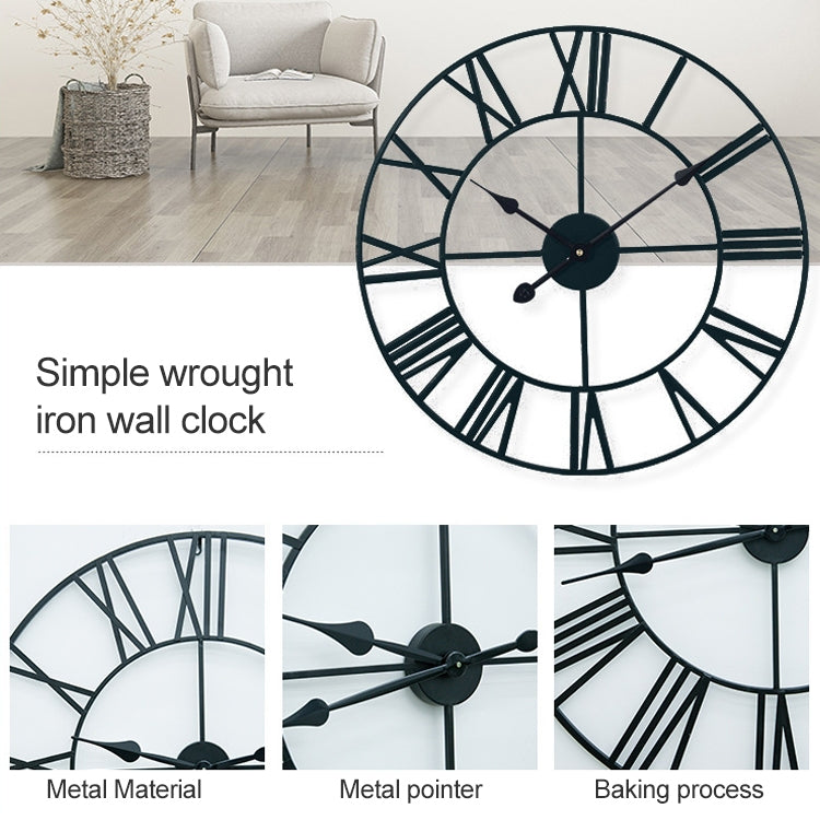40cm Retro Living Room Iron Round Roman Numeral Mute Decorative Wall Clock (Silver) - Wall Clock by PMc TechLife | Online Shopping South Africa | PMc TechLife | Buy Now Pay Later Mobicred