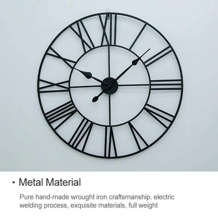 40cm Retro Living Room Iron Round Roman Numeral Mute Decorative Wall Clock (Silver) - Wall Clock by PMc TechLife | Online Shopping South Africa | PMc TechLife | Buy Now Pay Later Mobicred