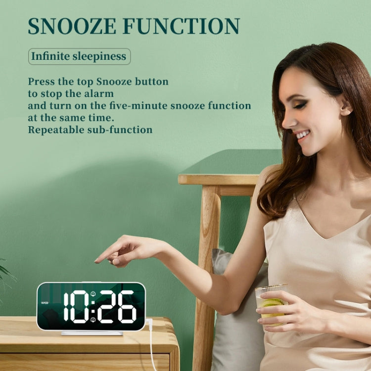8821 LED Mirror Dual-purpose Snooze Alarm Clock(Black) - Novelty Clock by PMc TechLife | Online Shopping South Africa | PMc TechLife | Buy Now Pay Later Mobicred