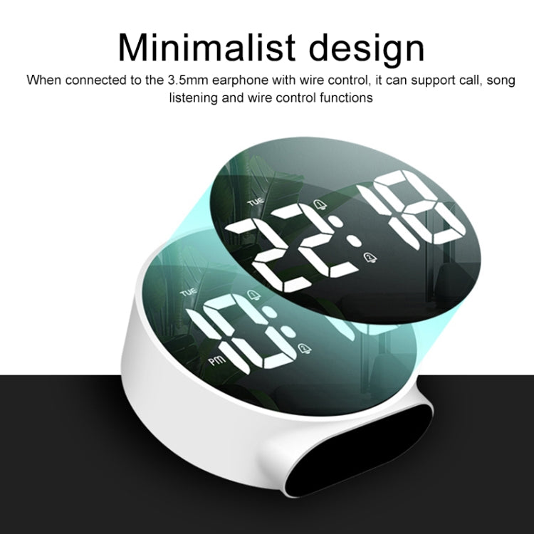 8816 LED Mirror Round Dual-purpose Alarm Clock (White) - Novelty Clock by PMc TechLife | Online Shopping South Africa | PMc TechLife | Buy Now Pay Later Mobicred