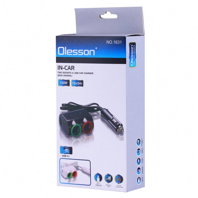 Olesson Streamlined Design 1.2A USB Car Cigarette Lighter Socket Car Charger with Color LED Light - Cigar Socket by PMC Jewellery | Online Shopping South Africa | PMC Jewellery | Buy Now Pay Later Mobicred