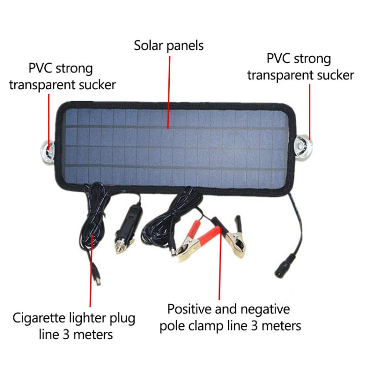 4.5W Portable Car Automobile Boat Battery Solar Cells Rechargeable Power Battery Charger - Booster Cable & Clip by PMC Jewellery | Online Shopping South Africa | PMC Jewellery