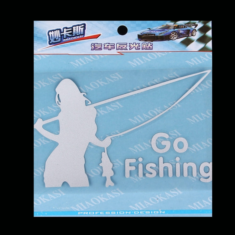 10 PCS Beauty Go Fishing Styling Reflective Car Sticker, Size: 14cm x 8.5cm(Silver) - Decorative Sticker by PMC Jewellery | Online Shopping South Africa | PMC Jewellery | Buy Now Pay Later Mobicred