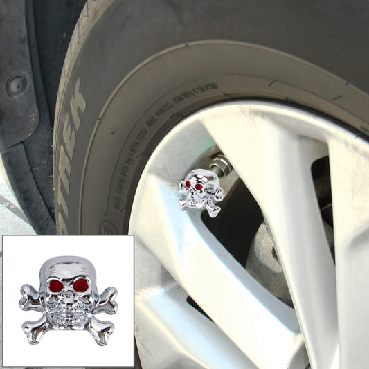 4 PCS Universal Skull Shape Gas Cap Mouthpiece Cover Gas Cap Tire Cap Car Motor Bicycle Tire Valve Caps(Silver) - Tire Valve Caps by PMC Jewellery | Online Shopping South Africa | PMC Jewellery