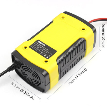 12V 6A Intelligent Universal Battery Charger for Car Motorcycle, Length: 55cm, UK Plug(Yellow) - Battery Charger by FOXSUR | Online Shopping South Africa | PMC Jewellery | Buy Now Pay Later Mobicred