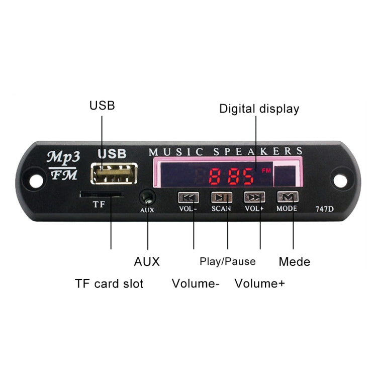 Car 12V Audio MP3 Player Decoder Board FM Radio TF USB 3.5 mm AUX, without Bluetooth and Recording - Car MP3 & MP4 & MP5 by PMC Jewellery | Online Shopping South Africa | PMC Jewellery | Buy Now Pay Later Mobicred