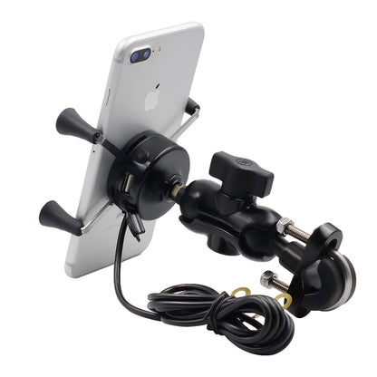 Motorcycle X Shape Aluminum Alloy Phone Bracket 5V 2.1A Phone Charger - Battery Charger by PMC Jewellery | Online Shopping South Africa | PMC Jewellery | Buy Now Pay Later Mobicred