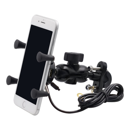 Motorcycle X Shape Aluminum Alloy Phone Bracket 5V 2.1A Phone Charger - Battery Charger by PMC Jewellery | Online Shopping South Africa | PMC Jewellery | Buy Now Pay Later Mobicred