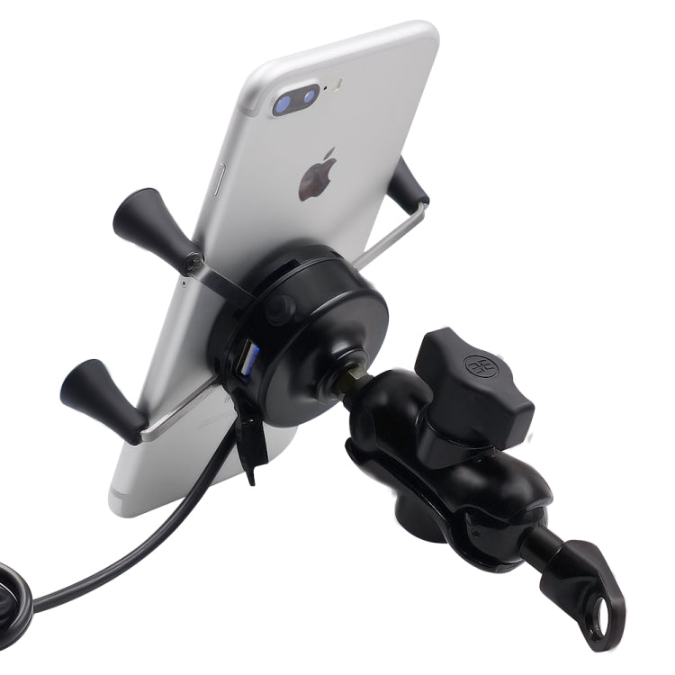 Motorcycle X Shape Aluminum Alloy Phone Bracket 5V 2.1A Phone Charger - Battery Charger by PMC Jewellery | Online Shopping South Africa | PMC Jewellery | Buy Now Pay Later Mobicred