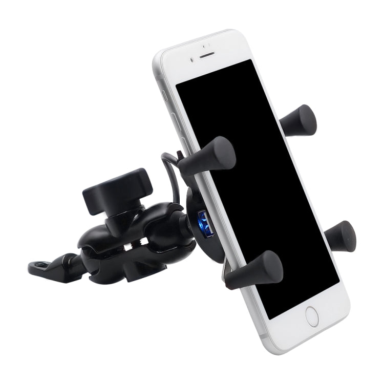 Motorcycle X Shape Aluminum Alloy Phone Bracket 5V 2.1A Phone Charger - Battery Charger by PMC Jewellery | Online Shopping South Africa | PMC Jewellery | Buy Now Pay Later Mobicred