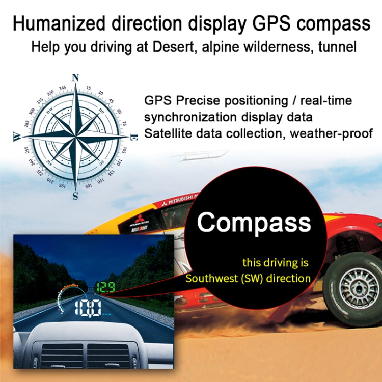 Q5 GPS 4 inch Vehicle-mounted Head Up Display Security System, Support Running Speed & Direction & Distance / Driving Kilometres / - Head Up Display System by PMC TechLife | Online Shopping South Africa | PMC TechLife | Buy Now Pay Later Mobicred
