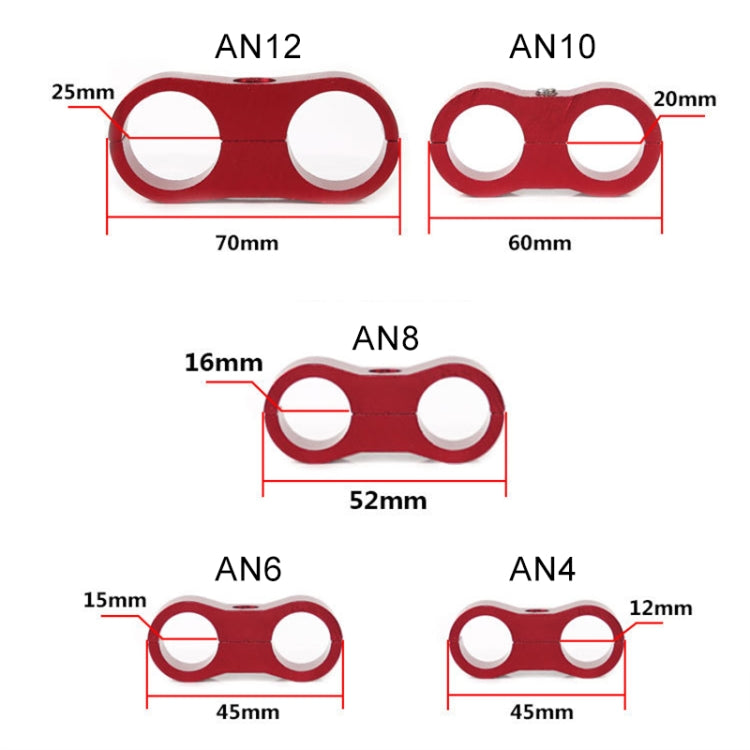 AN10 Automotive 2-hole High Pressure Tubing Fixing Clip Car Tubing Clamp Aluminum Alloy Clip Tubing Separator, Random Color Delivery - Booster Cable & Clip by PMC Jewellery | Online Shopping South Africa | PMC Jewellery | Buy Now Pay Later Mobicred