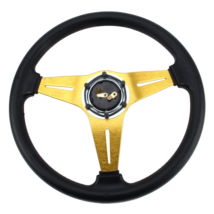 35cm PU Racing Sport Hand Wheel Car Modified Steering Wheel(Gold) - Steering Wheel Accessories by PMC TechLife | Online Shopping South Africa | PMC TechLife | Buy Now Pay Later Mobicred