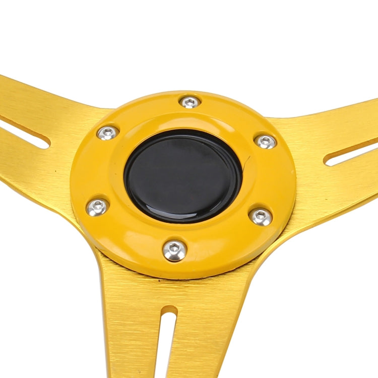 35cm PU Racing Sport Hand Wheel Car Modified Steering Wheel(Gold) - Steering Wheel Accessories by PMC TechLife | Online Shopping South Africa | PMC TechLife | Buy Now Pay Later Mobicred