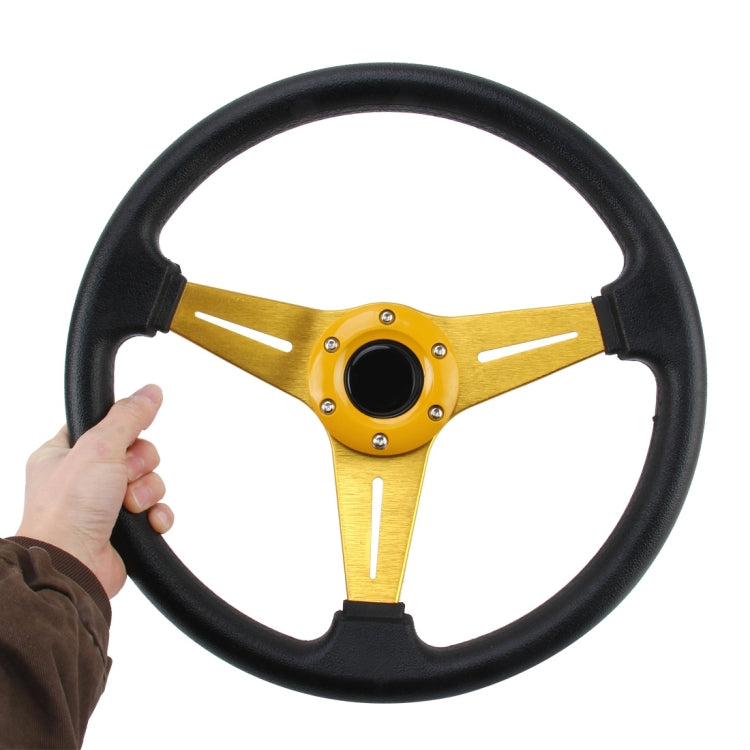 35cm PU Racing Sport Hand Wheel Car Modified Steering Wheel(Gold) - Steering Wheel Accessories by PMC TechLife | Online Shopping South Africa | PMC TechLife | Buy Now Pay Later Mobicred