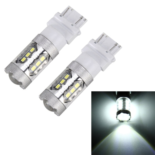 2 PCS T25 / 3157 5W 250LM 6000K Car Auto Brake Lights 16LEDs SMD-2835 Lamps, DC 12V (White Light) - Brake Lights by PMC Jewellery | Online Shopping South Africa | PMC Jewellery | Buy Now Pay Later Mobicred