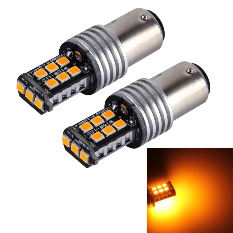 2 PCS 1157/BAY15D 3W 15 SMD-3528-LEDs Car Turn Light, DC 12V(Yellow Light) - Arrow Turn Lights by PMC Jewellery | Online Shopping South Africa | PMC Jewellery | Buy Now Pay Later Mobicred