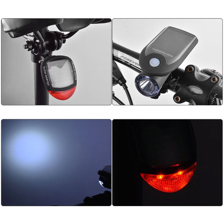 2 PCS 3W 240LM USB Solar Energy Motorcycle / Bicycle Light Set, Front Light+Back Light(White) - Headlights by PMC Jewellery | Online Shopping South Africa | PMC Jewellery | Buy Now Pay Later Mobicred