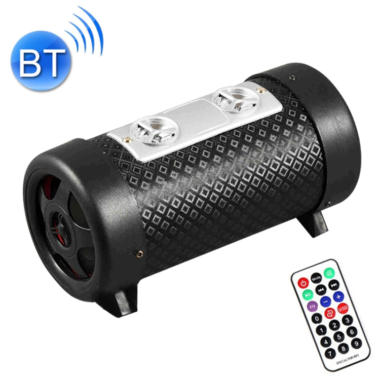 4 inch Round Shape Stereo Motorcycle / Car / Household Subwoofer, Built-in Bluetooth, Support TF Card & U Disk Reader, with Remote Control(Black) - Car Amplifiers by PMC Jewellery | Online Shopping South Africa | PMC Jewellery