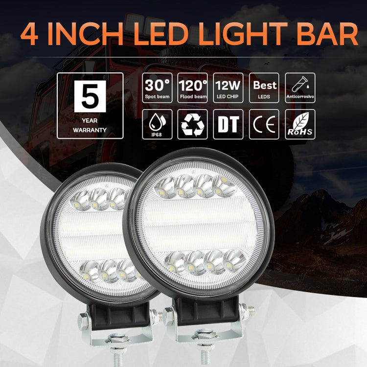 2 PCS 4 inch 15W Spot / Flood Light White Light Round-Shaped Waterproof Car SUV Work Lights Spotlight LED Bulbs, DC 9-30V - Work Lights by PMC Jewellery | Online Shopping South Africa | PMC Jewellery | Buy Now Pay Later Mobicred