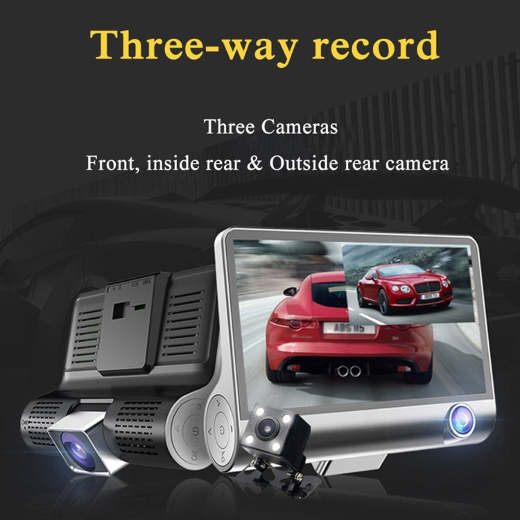 4.0 inch IPS Screen 5.0 Mega Pixels 170 Degrees Wide Angle Full HD 1080P 3 Channels Video Car DVR, Support Night Vision Fill Light / Reversing Visual / TF Card(32GB Max) / G-sensor / Motion Detection - Car DVRs by PMC Jewellery | Online Shopping South Africa | PMC Jewellery | Buy Now Pay Later Mobicred