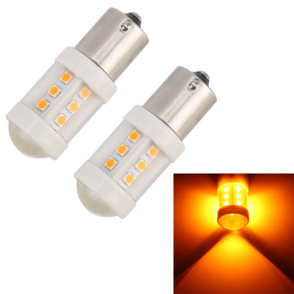 2 PCS 1156 / BA15S 4.5W DC 12V Car Auto Ceramics Turn Lights 18LEDs SMD-3030 Lamps, with Projector Lens (Orange Light) - Brake Lights by PMC Jewellery | Online Shopping South Africa | PMC Jewellery | Buy Now Pay Later Mobicred