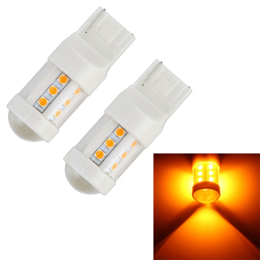 2 PCS T20 / 7440 4.5W DC 12V Car Auto Ceramics Turn Lights 18LEDs SMD-3030 Lamps, with Projector Lens (Orange Light) - Brake Lights by PMC Jewellery | Online Shopping South Africa | PMC Jewellery | Buy Now Pay Later Mobicred